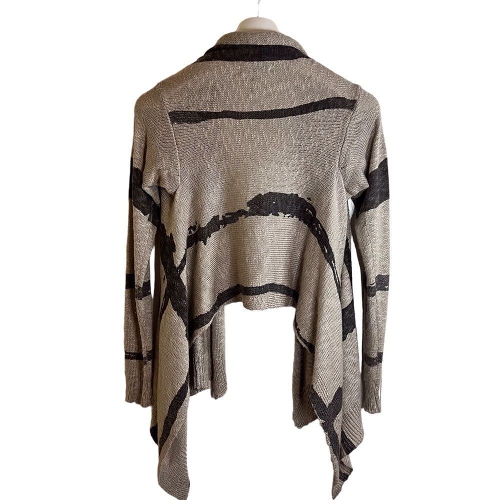 Fate Cream and Gray Boho Long‎ Cardigan Wrap Art Deco Wool Blend Size Med - Picture 3 of 10